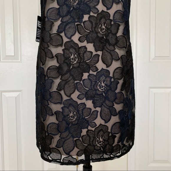 Express Black Embroidered Floral Mini Dress Womens Size Medium Tan Lining - Picture 4 of 16